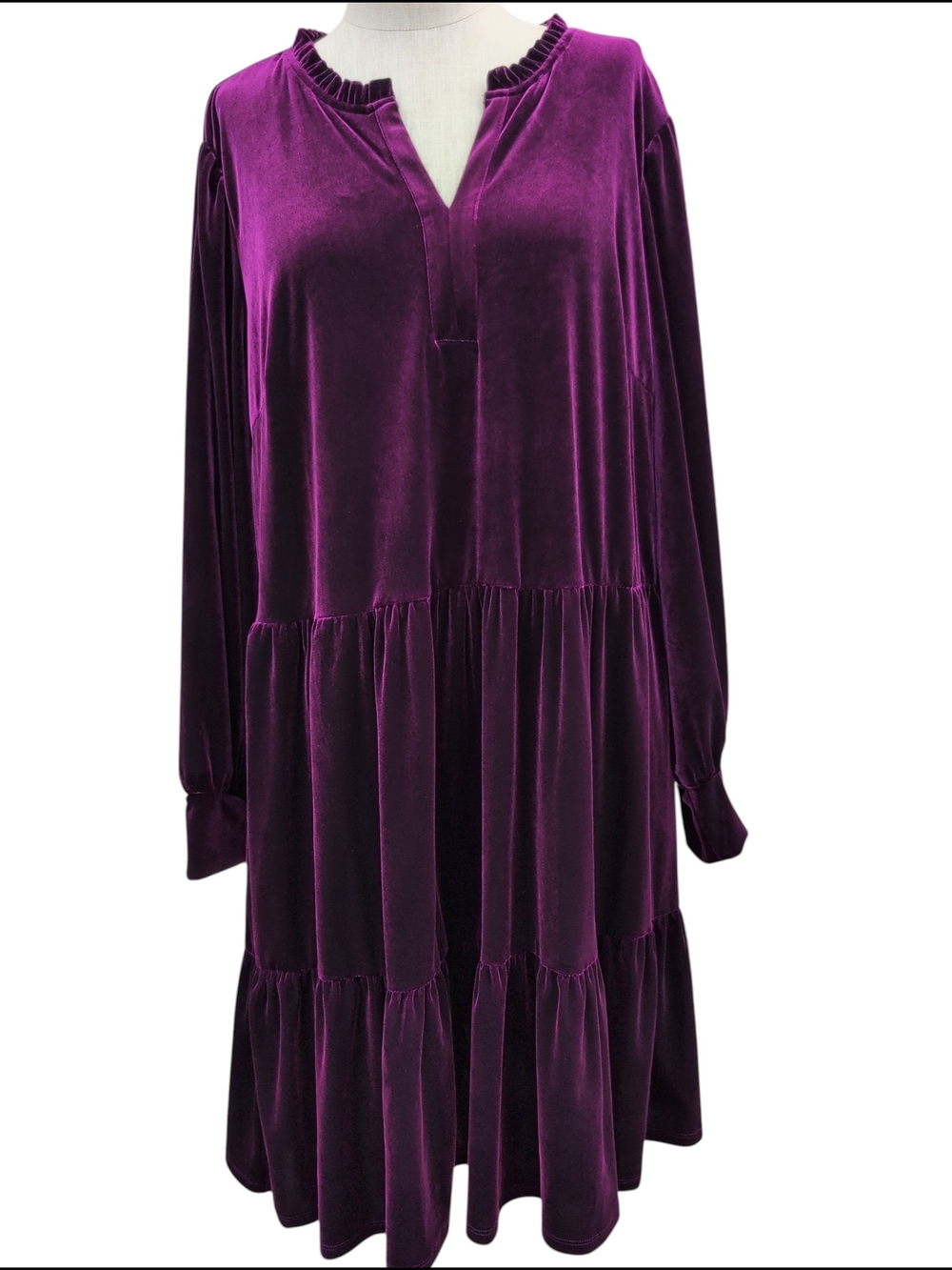 Nwt MSK Velvet Majestic Plum Soft Long Sleeve Dress Stretch Casual Career 2X